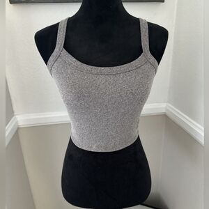 GREY RIBBED CROPPED TANK TOP XS 🎽